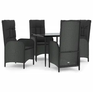 vidaXL Ensemble à manger de jardin coussins 5pcs Noir Résine tressée pas cher