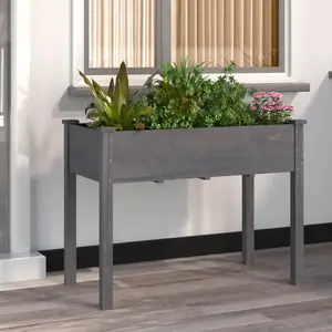 vidaXL Jardinière avec doublure gris 118x59x76 cm bois massif de sapin pas cher