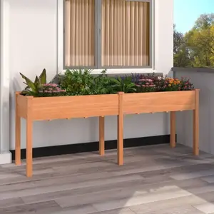 vidaXL Jardinière avec doublure marron 203x53x76 cm bois massif sapin pas cher