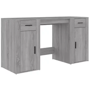 vidaXL Bureau avec armoire sonoma gris bois d'ingénierie pas cher