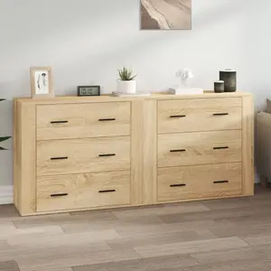 vidaXL Buffets 2 pcs chêne sonoma bois d'ingénierie pas cher