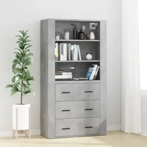 vidaXL Buffet haut Gris béton Bois d'ingénierie pas cher
