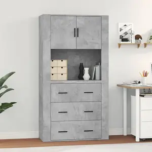 vidaXL Buffet haut Gris béton Bois d'ingénierie pas cher
