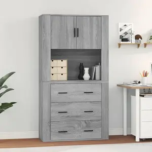 vidaXL Buffet haut Sonoma gris Bois d'ingénierie pas cher