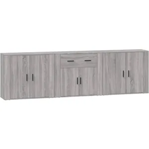 vidaXL Buffets 3 pcs Sonoma gris Bois d'ingénierie pas cher