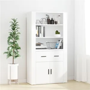vidaXL Buffet haut Blanc Bois d'ingénierie pas cher