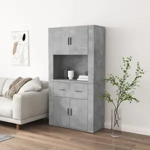 vidaXL Buffet haut Gris béton Bois d'ingénierie pas cher