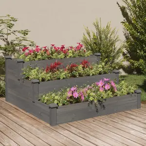 vidaXL Lit surélevé de jardin gris 120x120x56 cm bois massif de sapin pas cher