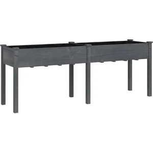 Comparateur de prix : vidaXL Jardinière avec doublure gris 203x53x76 cm bois massif de sapin
