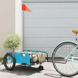 vidaXL Remorque de vélo bleu tissu oxford et fer pas cher