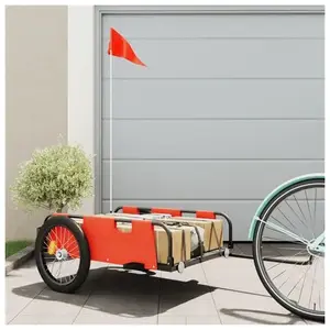 vidaXL Remorque de vélo orange tissu oxford et fer pas cher