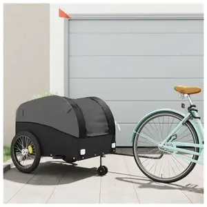 vidaXL Remorque de vélo noir 45 kg fer pas cher