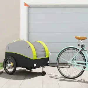 vidaXL Remorque de vélo noir et vert 45 kg fer pas cher