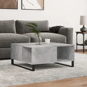 vidaXL Table basse gris béton 80x80x36,5 cm bois d'ingénierie pas cher