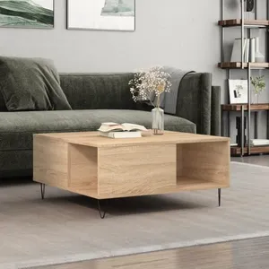 vidaXL Table basse chêne sonoma 80x80x36,5 cm bois d'ingénierie pas cher