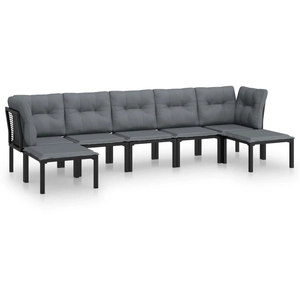 vidaXL Salon de jardin 7 pcs noir et gris résine tressée pas cher