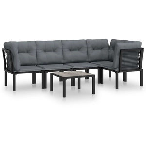 vidaXL Salon de jardin 6 pcs noir et gris résine tressée pas cher