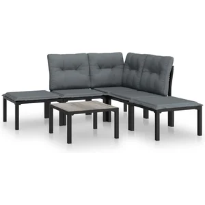 vidaXL Salon de jardin 6 pcs noir et gris résine tressée pas cher