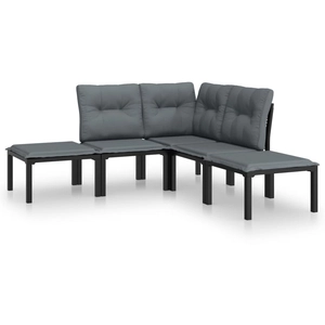 vidaXL Salon de jardin 5 pcs noir et gris résine tressée pas cher