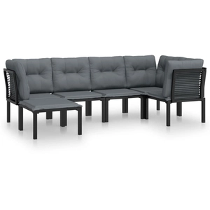 vidaXL Salon de jardin 6 pcs noir et gris résine tressée pas cher