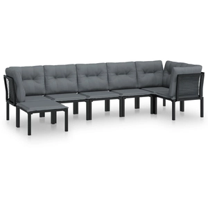 vidaXL Salon de jardin 7 pcs noir et gris résine tressée pas cher
