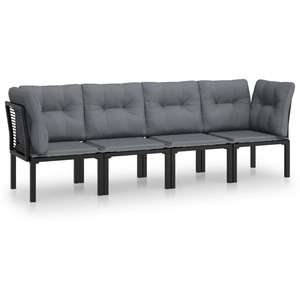 vidaXL Salon de jardin 4 pcs noir et gris résine tressée