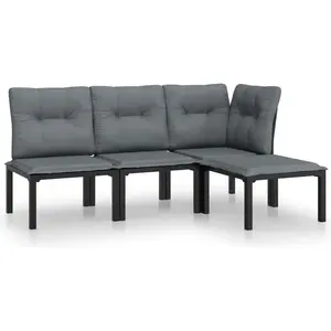 vidaXL Salon de jardin 4 pcs noir et gris résine tressée pas cher