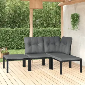 vidaXL Salon de jardin 4 pcs noir et gris résine tressée pas cher