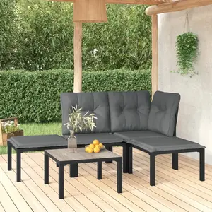 vidaXL Salon de jardin 5 pcs noir et gris résine tressée pas cher