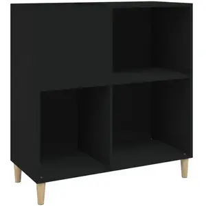 vidaXL Armoire à disques noir 84,5x38x89 cm bois d'ingénierie pas cher