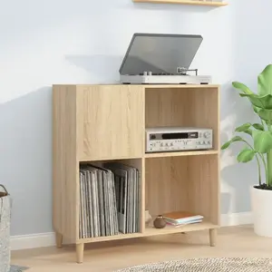 vidaXL Armoire à disques chêne sonoma 84,5x38x89 cm bois d'ingénierie pas cher