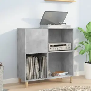 vidaXL Armoire à disques gris béton 84,5x38x89 cm bois d'ingénierie pas cher