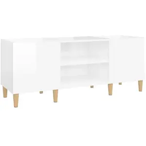 vidaXL Armoire à disques blanc brillant 121x38x48 cm bois d'ingénierie pas cher