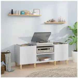 vidaXL Armoire à disques blanc 121x38x48 cm bois d'ingénierie pas cher