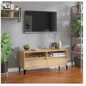 vidaXL Meuble TV chêne sonoma 100x34,5x44,5 cm bois d'ingénierie pas cher