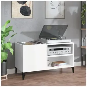 vidaXL Armoire à disques blanc 84,5x38x48 cm bois d'ingénierie 831949 pas cher