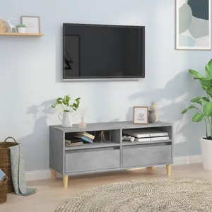 vidaXL Meuble TV gris béton 100x34,5x44,5 cm bois d'ingénierie pas cher