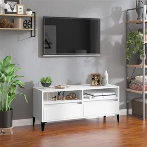 vidaXL Meuble TV blanc 100x34,5x44,5 cm bois d'ingénierie pas cher