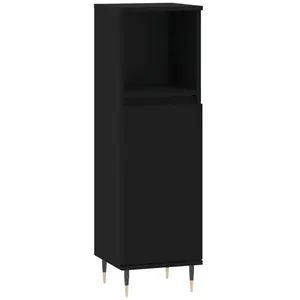 Comparateur de prix : vidaXL Armoire de salle de bain noir 30x30x100 cm bois d'ingénierie
