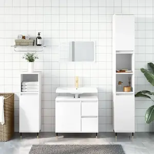 Comparateur de prix : vidaXL Armoire de salle de bain blanc 30x30x190 cm bois d'ingénierie