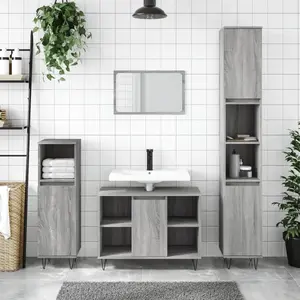 vidaXL Armoire salle de bain sonoma gris 30x30x100 cm pas cher