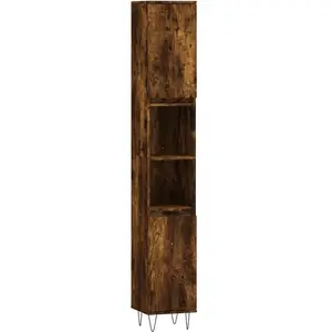 Comparateur de prix : vidaXL Armoire de bain chêne fumé 30x30x190 cm bois d'ingénierie831537