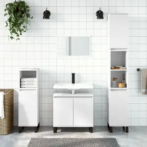 vidaXL Armoire de salle de bain blanc 30x30x190 cm bois d'ingénierie pas cher