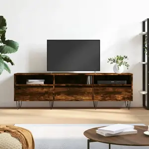 vidaXL Meuble TV chêne fumé 150x30x44,5 cm bois d'ingénierie pas cher
