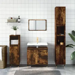 vidaXL Armoire de bain chêne fumé 65x33x60 cm bois d'ingénierie pas cher