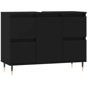vidaXL Armoire de salle de bain noir 80x33x60 cm bois d'ingénierie pas cher