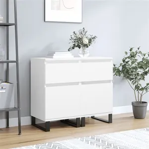 vidaXL Buffets 2 pcs blanc 40x35x70 cm bois d’ingénierie pas cher