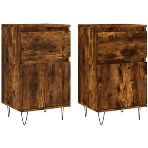 vidaXL Buffets 2 pcs chêne fumé 40x35x70 cm bois d'ingénierie pas cher