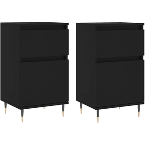 vidaXL Buffets 2 pcs noir 40x35x70 cm bois d’ingénierie pas cher
