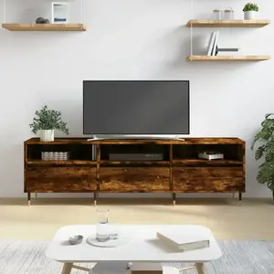 Comparateur de prix : vidaXL Meuble TV chêne fumé 150x30x44,5 cm bois d'ingénierie
